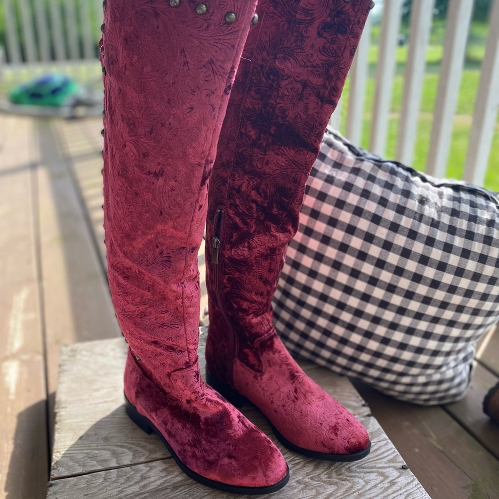 Very Volatile Pink Knee High Boots